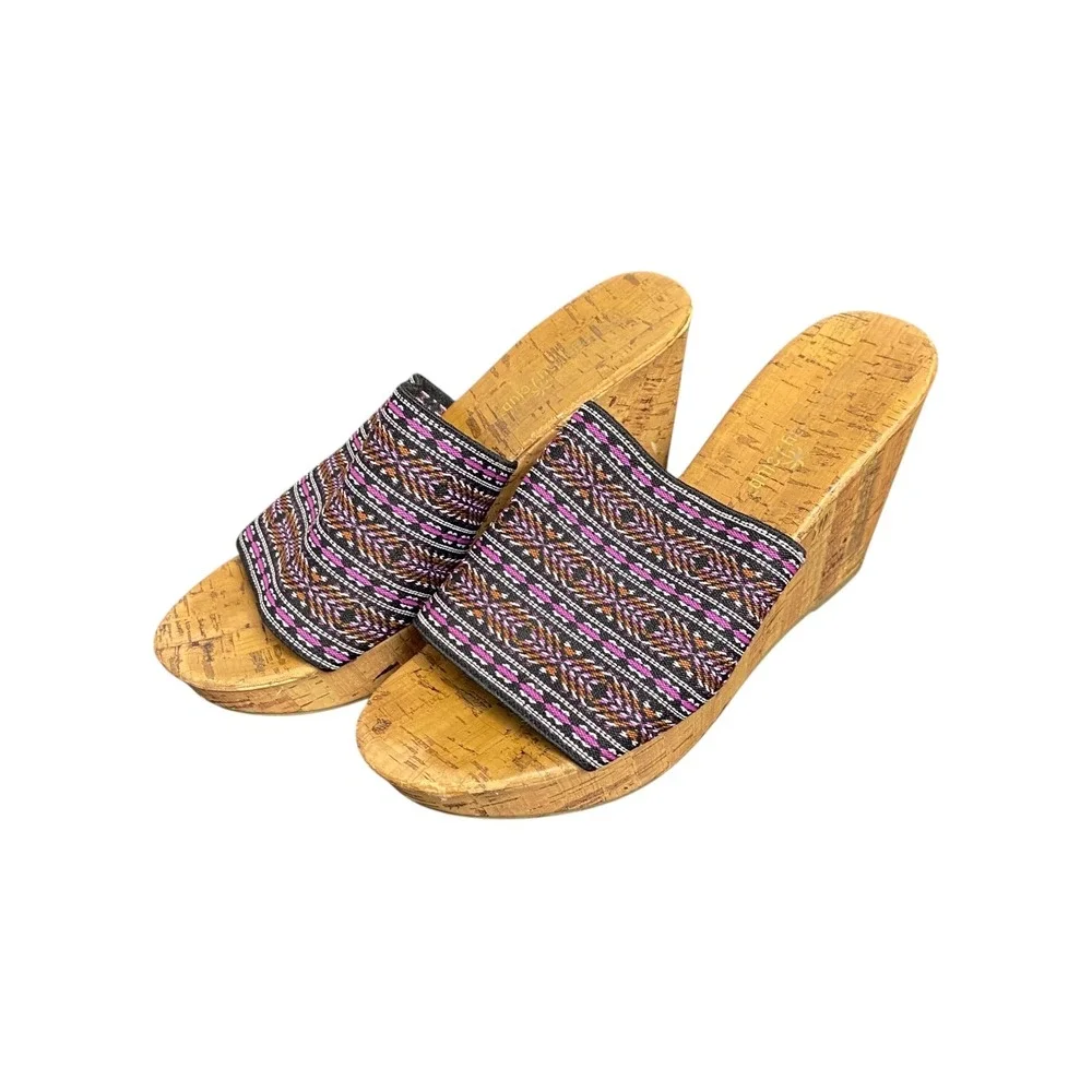 Moroccan‎ Bay Club Wedge Sandals Cork Espadrille Style Mules Women US 7